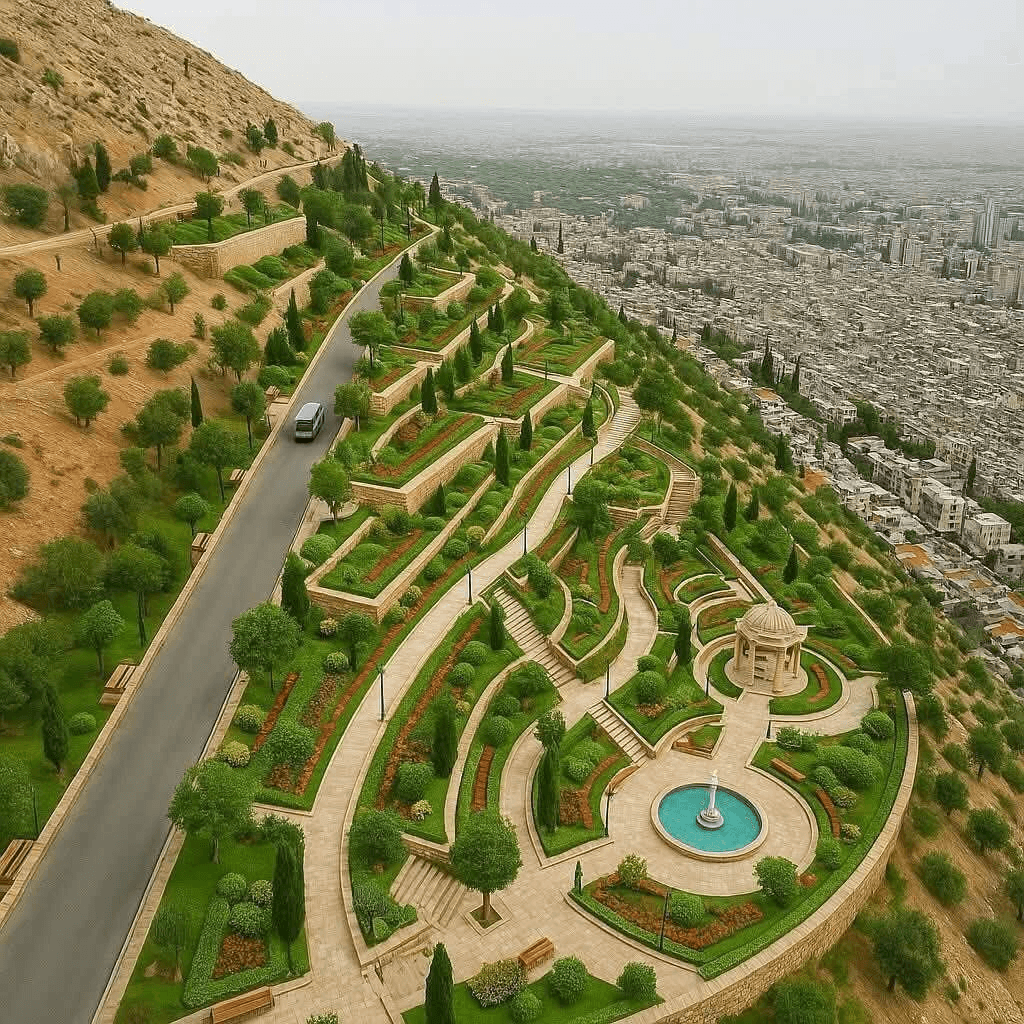 تصاميم عبر الذكاء الاصطناعي.. هكذا سيبدو جبل قاسيون بعد تأهيله